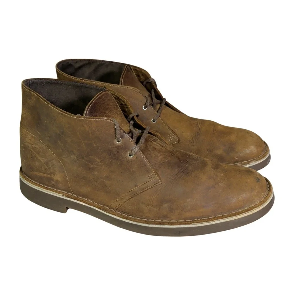 Clarks Bushacre Chukka Desert Boots Mens Size 14M Lace Up Ankle Brown Preppy